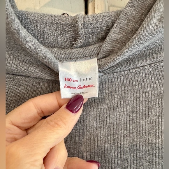 HANNAH ANDERSON Girls Rainbow Hoodie Dress Gray French Terry, Size 10 - Picture 5 of 13